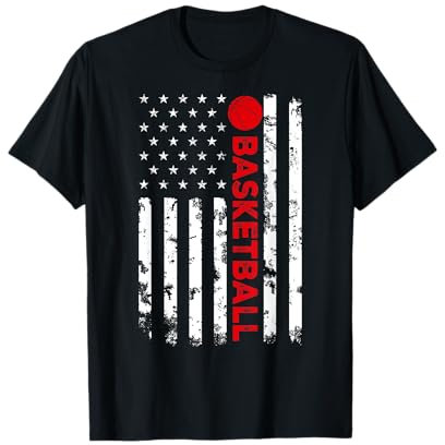 USA Flag Vintage Distressed Tee American Flag Basketball T-Shirt