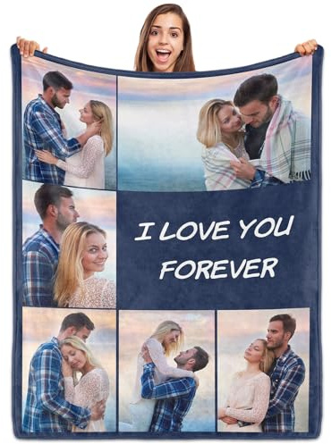 ROHBVMN Personalisierte Decke mit Foto- und Textdruck,Decke personalisiert babydecke, kuscheldecke personalisiert für Freundin, Freund,Ehemann, HD-Druck Foto-Decke fotodecke selbst gestalten