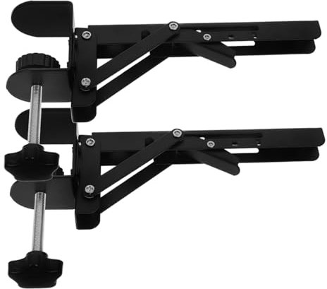 COSMEVIVI 2pcs Adjustable Clamp-on Desk Extension Tray with Foldable Aluminum Keyboard Stand and Swivel Handle, Ergonomic Under Desk Lapboard for Office and Home Computer Armrest Support