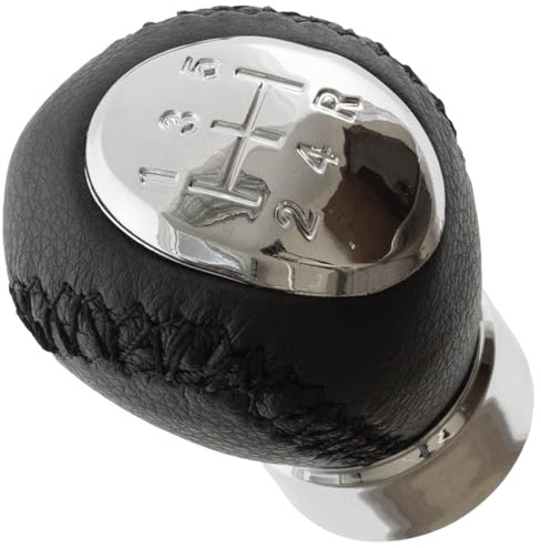 M MODECAR - Kompatibel mit Mazda 323/323F BJ 98-04 Schalthebelknauf SCHWARZES LEDER 5 GÄNGE 12 MM für BJ3E-46-030,