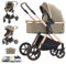 Shineey Kinderwagen 3 in 1, Kinderwagen Buggy Faltbarer Kinderwagen Set, Kombikinderwagen 3 in 1 mit Großer Bequemer Babywanne, Kinderwagen Rahmen Aluminiumlegierun