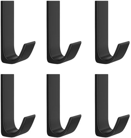 6 Stück Klebehaken Extra Stark, Wandhaken Selbstklebend Metall, Klebehaken Badezimmer Haken Selbstklebend, Haken Ohne Bohren, Kleiderhaken Selbstklebend Können 4-6kg Tragen (Schwarz)