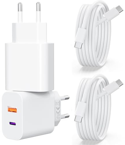 USB C Ladegerät mit USB Adapter [ 2 in 1 ] 2er Pack Ladeadapter für iPhone/iPad/Kopfhörer/Handy Netzteil Mehrfach Ladestecker PD3.0 Schnellladegerät Steckdose usbc Stecker Charger (weiß, mit CC kabel)