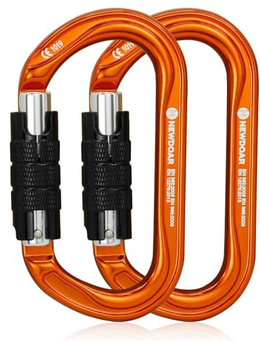 NewDoar 25KN CE&UIAA Certified Climbing Carabiner Professional O-Shaped Heavy Duty Carabiner Auto Locking/Screwgate Locking Carabiner Clips for Rock Climbing,Rappelling,Rescue,Mountaineering