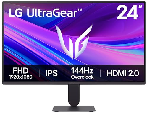 LG Ultragear G4 Gaming Monitor 24G411A-B, 24 Inch, 1080p, 144Hz Overclocked, 5ms, IPS Display, HDR 10, NVIDIA G-Sync Compatible & AMD FreeSync, Smart Energy Saving, DisplayPort, HDMI