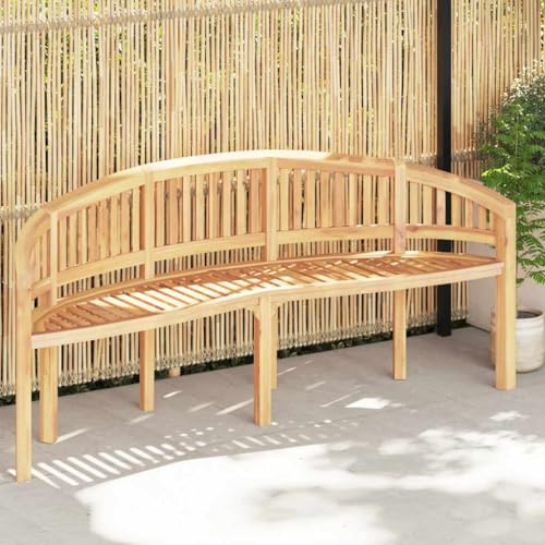 sephironlbb Panca a banana in legno di teak massiccio, 200 cm, resistente alle intemperie, con schienale e braccioli, robusta panca per terrazza, balcone, esterno, panca in legno durevole, per veranda