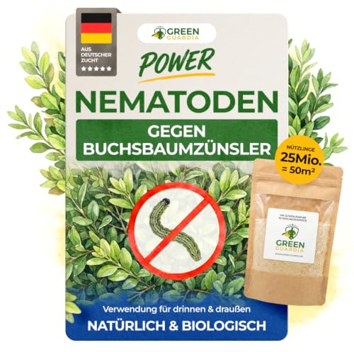 GREEN GUARDIA Nematoden gegen Buchsbaumzünsler | 25 Mio. für 50m² | Biologische Nützlinge | Für Buchsbäume, Hecken, Formgehölze, Gärten & Grünanlagen