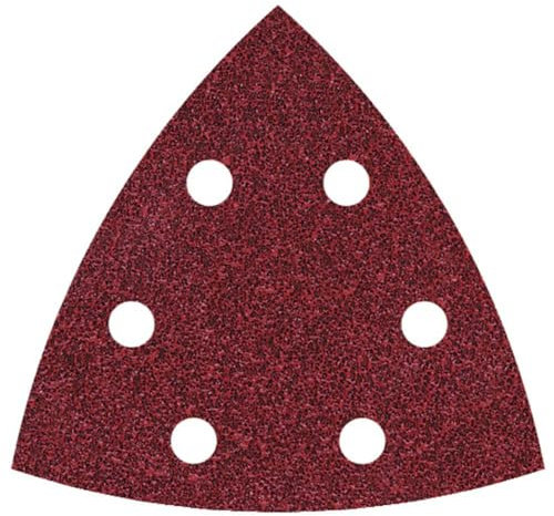 wolfcraft 25 Haft-Schleifblätter für Holz und Metall, 95 mm I 1865100 I für Deltaschleifer I Körnung 60, 80, 120 I gelocht I hohe Standzeit I Korund