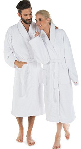 CelinaTex S-XXXL Bademantel Schalkragen Uni lang aufgesetzte Taschen Damen Herren Unisex warm Frottee Baumwolle OEKO-TEX Oregon