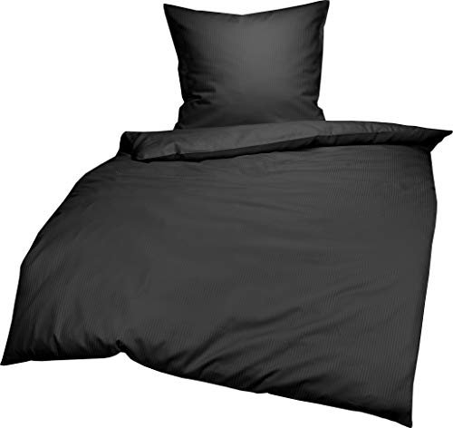 Lorena Mako-Satin Bettwäsche Venedig anthrazit 1 Bettbezug 200 x 220 cm + 2 Kissenbezüge 80 x 80 cm
