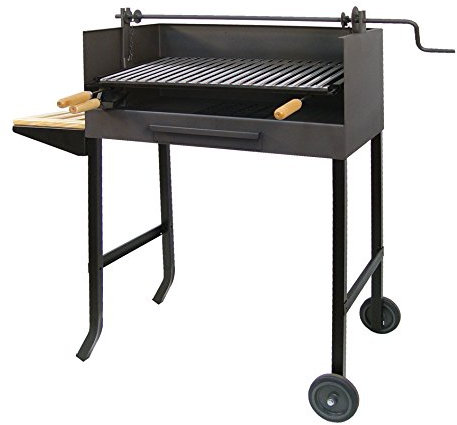 IMEX EL ZORRO 71523 - Barbacoa con ruedas, elevador y parrilla inox, 50 x 40 x 100 cm, color negro