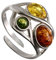 HolidayGiftShops Einstellbarer Ring aus baltischem Bernstein-Sterlingsilber Magdalena