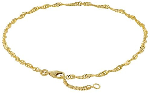 trendor Fußkettchen 333 Gold Singapur-Muster Breite 2,4 mm modischer Fußschmuck für Damen, Kette aus Echtgold, Geschenkidee für Frauen, Goldschmuck, 50507
