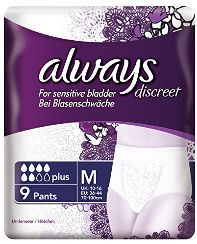 Always Discreet Sensitive Bladder Underwear Incontinence Pants Plus Medium 9 Pants
