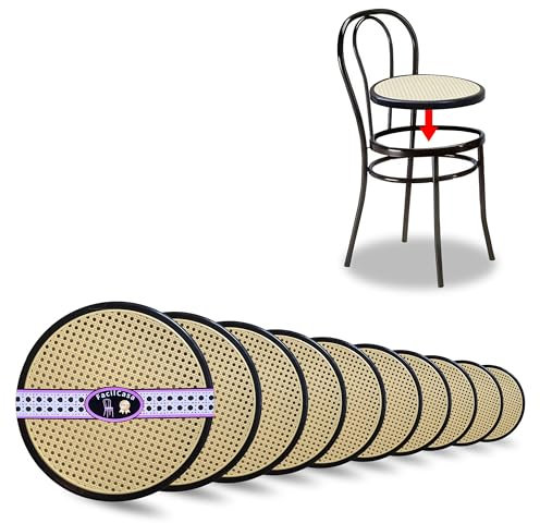 FacilCasa Replacement de Fauteuil Bistrot Metal, Siège Rond, Remplacement Chaise Thonet en Plastique - Remplacez, Economisez avec Remplacement Paille Vienna (Diamètre cm.40) N. 10 Anneau Noire