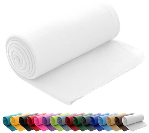 wometo Polar Fleecedecke oekoTex 130x160 ca. 400g mit Anti-Pilling und Kettelrand weiß