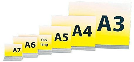 5 Stück Hansen Werbeaufsteller/Tischaufsteller/Z-Aufsteller/Z-Ständer aus Acryl/Acrylglas, Format: DIN A3 Querformat