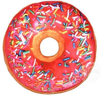 Dekokissen Deko Donut Kissen Dessert Schokolade (Glasur Pink + Streusel)