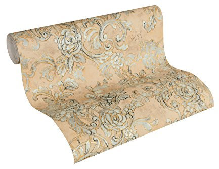 Architects Paper Vliestapete Kind of White by Wolfgang Joop Tapete Luxustapete klassisch floral 10,05 m x 0,53 m gelb metallic Made in Germany 340775 34077-5