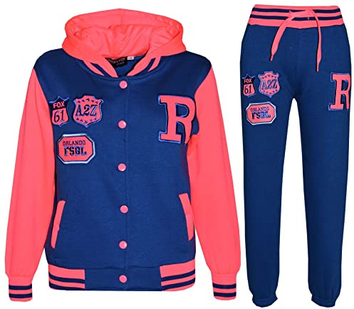 A2Z 4 Kids Unisex Baseball Tracksuit Varsity Hoodie Jogger Outfit Set | Fleece Activewear Ensemble Featuring Contrast Panels For Daily Comfort