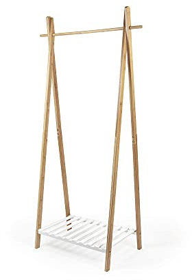 Compactor NAGANO Kleiderständer XL - NATUR Bamboo, 80x44x160 cm, Mehrzweck-Eingangs Möbel