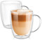 PunPun Klare Kaffeetassen 2Er-Set, Glas Für Kaffee, Doppelwandige Isolierglasbecher Mit Großem Griff, Klare Tassen Je 12,9 Unzen, 380 Ml …