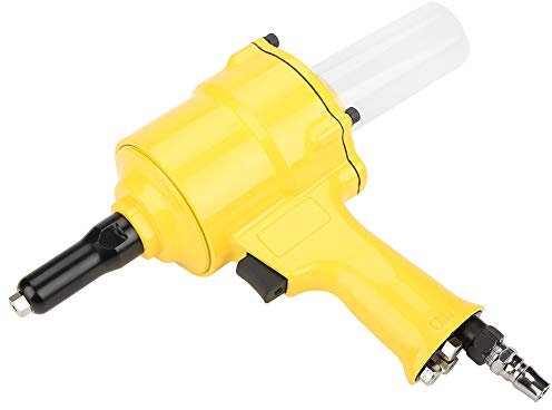 Hyuduo KP-705P Air Rivet Gun Pneumatic Riveter Pistol Type Grip Heavy Duty Rivet Gun Air Powered Riveting Tool 2.4-4.8mm Yellow