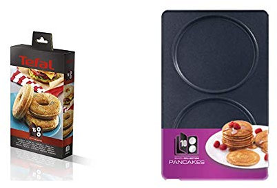 Tefal XA801612 Snack Collection Pl Bagels Eu Accessoire pour Donuts + XA801012 Snack Collection Coffret de Plaque pour Pancake avec Livre de Recettes 4,4 x 15,5 x 24,2 cm