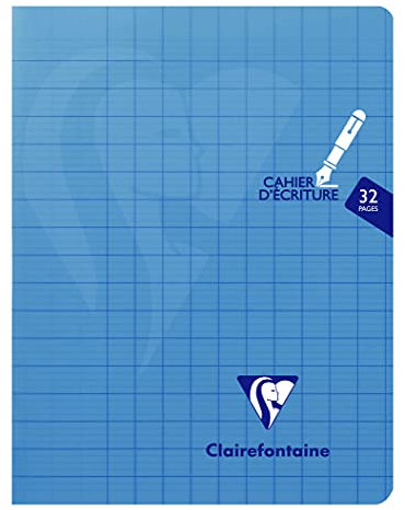 Clairefontaine 303796C Un Cahier d'Écriture Agrafé Mimesys - 17x22 cm - 32 Pages Grands Carreaux 3 mm Agrandis 12/12 - Papier Blanc 90 g - Couverture Polypro Couleur Aléatoire