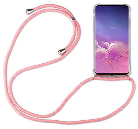 Hülle Kompatibel mit Samsung Galaxy S10 | Handykette Smartphone Halskette Hülle mit Band | Handyhülle mit Kordel zum Umhängen Kompatibel für Galaxy S10 | Rosa