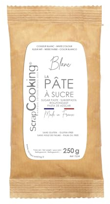 ScrapCooking - Pâte à Sucre Blanche 250 g - Pour Pâtisserie, Gâteaux - Fabriquée en France - Coloris Blanc - 7234