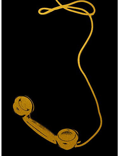 Artery8 Gold Effect Yellow Black Rotary Telephone Phone Call Me Art Print Canvas Premium Wall Decor Poster Mural Gelb Wand Deko