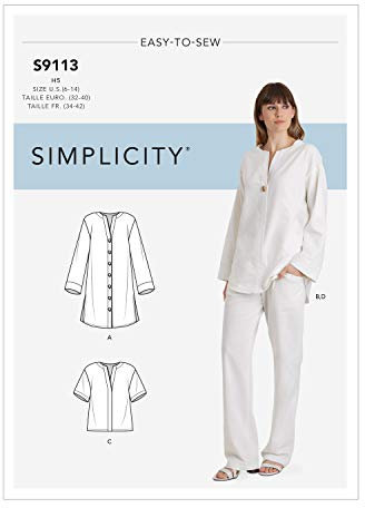 Simplicity Sewing Pattern S9113 Misses' Tunic, Top & Pull On Pants, Various, U5 (16-18-20-22-24), SS9113U5
