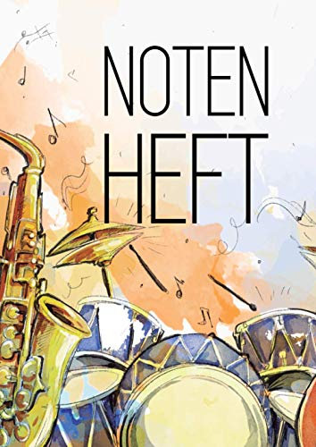 Notenheft: DIN A4 - 100 Seiten - Blanko Notensysteme - Große Lineatur - Musik Schreibheft - Leerer Notenblock - Geschenk für Musiker