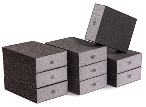 Schleifschwamm-Set 9 St. 4-seitig Körnung 60, 100, 180 Jew. 3 Schleifschwämme pro Variante Made-in-Europe - Schleifklotz, Schleifblock Handschleifklotz für Heimwerken Handwerk oder BAU
