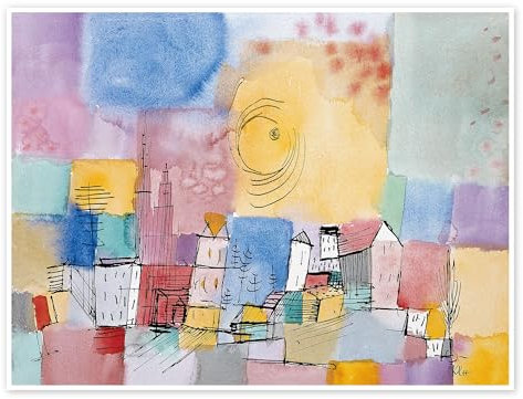 Deutsche Stadt Poster von Paul Klee 70 x 50 cm Bunt Wandbilder Wanddeko