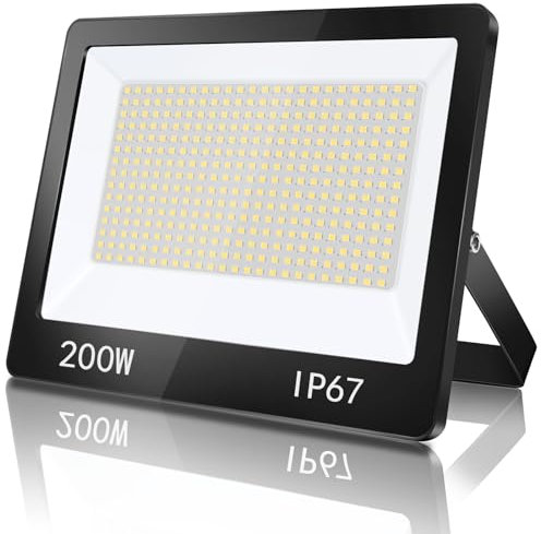 TASINUO LED Strahler Außen 200W, IP67 Wasserfest LED Fluter Flutlicht, 20000LM 7000K Kaltweiß Superhell Scheinwerfer Aussenstrahler für Lager, Garten, Garage, Hof, Parkplatz