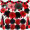 ZERODECO Party Deko, 41 Stück Schwarz Rot Party Dekoration Papier Pompoms Girlande für Jungen Mädchen Frauen Geburtstag Hochzeiten Abschlussfeier Babyparty Partydekorationen
