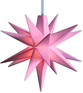 Novaliv Weihnachtsstern LED Dekostern Klein 8cm ROSA mit Batteriefach für 3 AA Batterien 6h Timerfunktion (1,5m Kabel) INNENRAUM DEKO 3D Stern 18 Zackig Leuchtstern LED Pink Weihnachtsstern beleuchtet