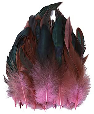 Uposao 100 Stück Fasan Federn, 14-20cm Natürliche Hühnerfeder Türkei Feder zum Basteln Dekorationen für Kostüm,Taschen,Ohrringe Dekoration,DIY Dream Catcher,Hochzeitsfest Home Party Dekoration,Rosa