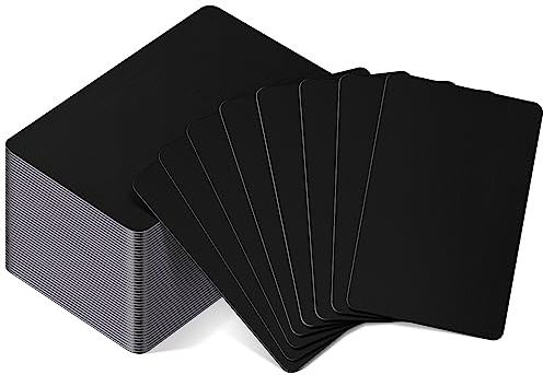 Patelai Blank Metal Business Cards Thickness 0.8 mm Metal Laser Engraving Cards for House Office Customer DIY Gift Plate Invitations, 86 x 54 Mm, Black(50 Pcs)