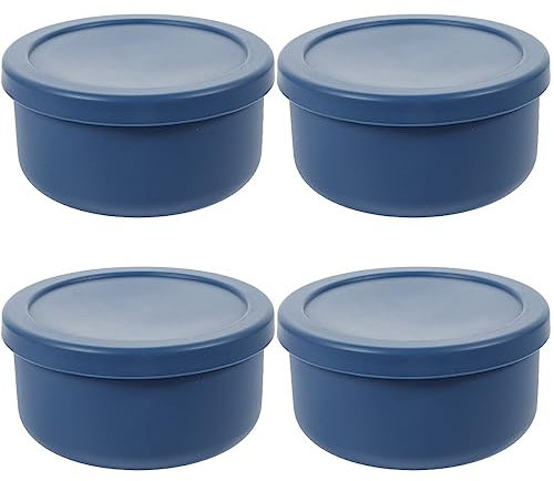 DOITOOL Pizzateig-Gärbox, Silikon, stapelbar, Pizzateig, Gärbehälter mit Deckel, Pizza-Gärbehälter für Teig in Familiengröße, 700 ml (blau), 4 Stück