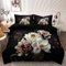 Bettwäsche 135x200 cm Blumen Schwarz Vintage Blüten Muster 3D Pflanzen Bettwäsche Set Sommer Geblümt Floral Microfaser Bettbezug Einzelbett Set 135 x 200 für Bettdecken und 1 Kissenbezug 80x80cm