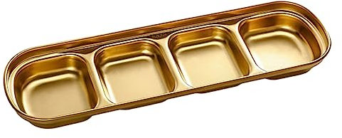 Piatto di condimento Facile da pulire Durevole Multi-Griglia Condimento Piatto In Acciaio Inox Drop-Proof Singoli Piattini Pan Forniture Da Cucina Casa Golden 4