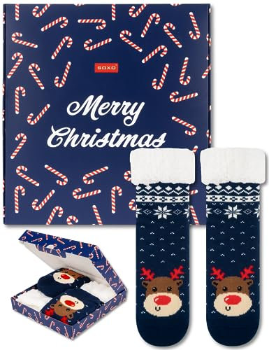 soxo Kuschelsocken Weihnachten Damen Socken Lustige Geschenke Für Frauen Weihnachtssocken 35-40 Rentier