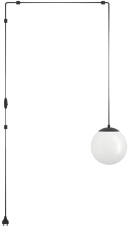EGLO Suspension luminaire Rondo 3, lampe de plafond suspendue avec câble et prise, lustre pour salon et salle à manger, métal noir et verre blanc, douille E27