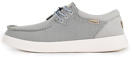 Kickback Haven Shoes - Mocasines - Color Silver Grey - Ligeros Zapatos Casual con Cordones para Hombre - Comodidad para Todo el día - Zapatillas Slip on Hombre - Talla EU43
