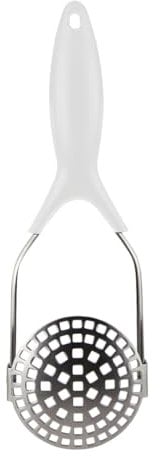 EUROHOME Kartoffelpresse Edelstahl mit ergonomischem Kunststoffgriff - Kartoffelquetsche klappbar - Kartoffelstampfer Presse einfache Handhabung - Kartoffelpressen 28 cm lang in Silber/Weiß