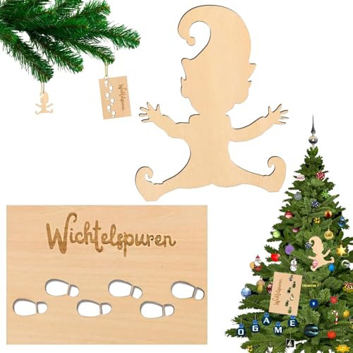 zykssy Wichtelschablone Fußabdrücke,Weihnachten Wichtel Schablone ,Wichteltür Zubehör ,Weihnachten Wichtel Fußabdruck Schablone,Wichtel Zubehör,Holz Fußabdruck Schablonen Malerei Schablonen.