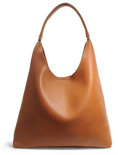 Hobo Bags für Damen, weiches veganes Leder, Schultertasche, lässige Handtasche, Orangenbraun